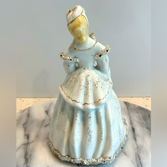 VTG‎ Victorian Lefton Porcelain Figurine Lady in Long Winter Coat Spaghetti Trim - Picture 3 of 10